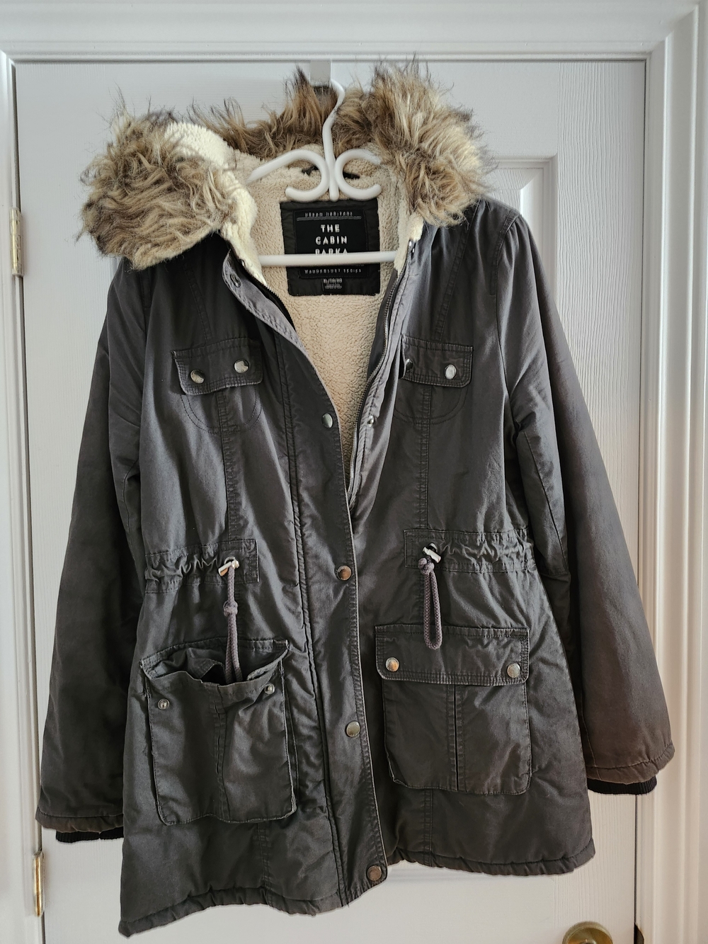 Urban Heritage Charcoal Utility Parka with Faux Fur Hood